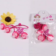4pcs baby children cute cartoon hair rope multi-color Kids Flower Headdress Mix Hair Clips Hair Ropes J4U66