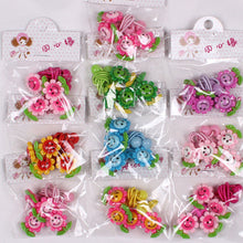 4pcs baby children cute cartoon hair rope multi-color Kids Flower Headdress Mix Hair Clips Hair Ropes J4U66