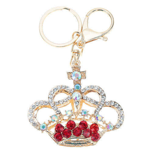 5color hollow out rhinestone keychain cute crown pendant car key ring couple key chain jewelry J4U66