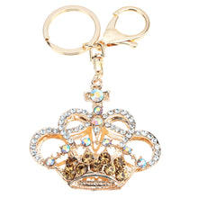 5color hollow out rhinestone keychain cute crown pendant car key ring couple key chain jewelry J4U66