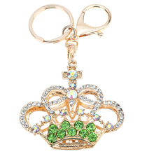 5color hollow out rhinestone keychain cute crown pendant car key ring couple key chain jewelry J4U66
