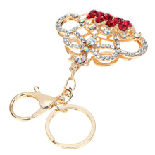 5color hollow out rhinestone keychain cute crown pendant car key ring couple key chain jewelry J4U66