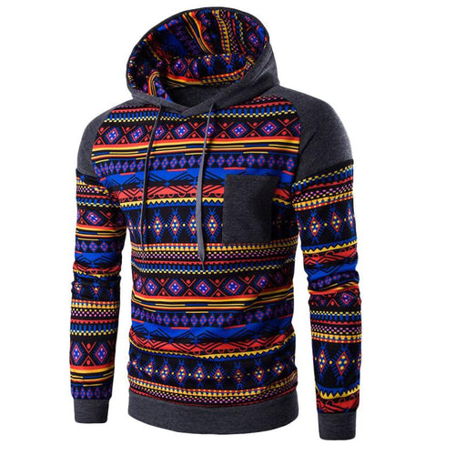 5 Colors Slim Hoodies Men Sweatshirt Retro Long Sleeve Pullover Hooded SportswearPrint Fleece Tracksuit Plus Size J4U66