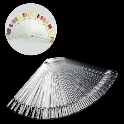 50 Pieces Natural / Transparent Nail Art False Tips Sticks Practice Display Fan Board Design Tools J4U66