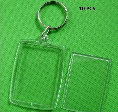 5PCS Picture Frame Key Ring Chain Transparent Blank Insert Photo Key Chain J4U66