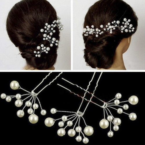 5Pcs Women Wedding Bridal Bridesmaid Pearls Hair Pins Clips Comb Headband Women Jewelry J4U66