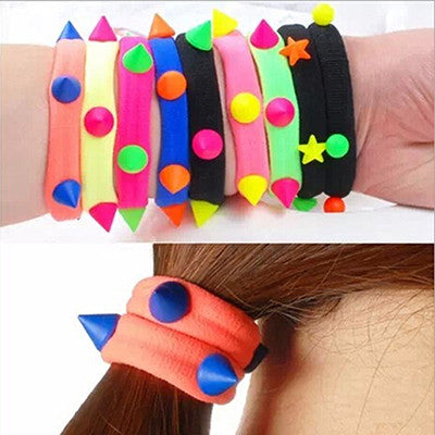 5Pcs Fluorescent Elastic hair bands for women Candy Color baby girl kids headbands hair ropes headwear hair accessories J4U66