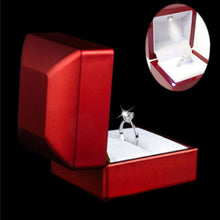 6*6.5 *5cm LED Jewelry Box Wedding Ring Box Case With LED Light Jewelry Display Ring Storage Box Red Color J4U66