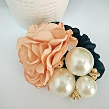 6 Color Elastic Hair Bands Women Satin Ribbon Rose Flower Pearls Hairband Ponytail Holder Hair Band Valentine's Gifts J4U66