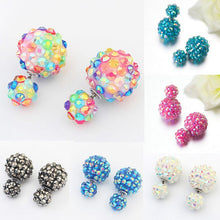 6 Color Stylish Flower Ball Earrings Double Side Crystal Earrings Big Beads EarringsWomen's Jewelry J4U66