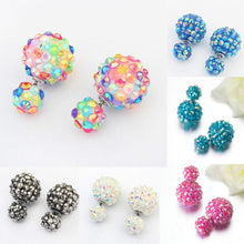 6 Color Stylish Flower Ball Earrings Double Side Crystal Earrings Big Beads EarringsWomen's Jewelry J4U66