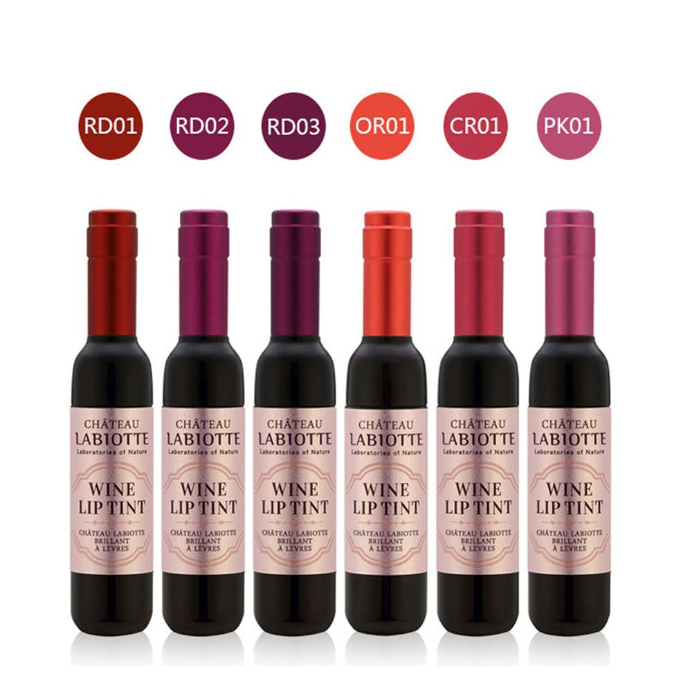 6 Colors Red Wine Bottle Stained Matte Lip Gloss Tint Liquid Lipstick Easy to Wear Non-stick Lipgloss J4U66