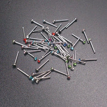 60Pcs Crystal Rhinestone Nose Piercing Bone Stud Stainless Surgical Steel Body Piercing Jewelry J4U66
