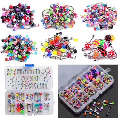 60Pcs Mixed Lip Piercing Barbell Eyebrow Navel Tongue Belly Rings Body Jewelry 60pcs  J4U66