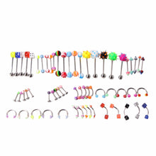 60Pcs Mixed Lip Piercing Barbell Eyebrow Navel Tongue Belly Rings Body Jewelry 60pcs  J4U66