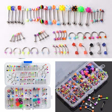 60Pcs Mixed Lip Piercing Barbell Eyebrow Navel Tongue Belly Rings Body Jewelry 60pcs  J4U66