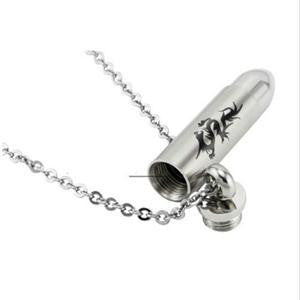 60cm Silver Stainless Steel Men Dragon Bullet Pendant Necklace Cool Chain Jewelry Gift Long Animal Necklace J4U66