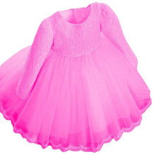 0-6Y Girl Dresses Elegant Kids Girls Dress Long Sleeve Bowknot Lace Flower Princess Wedding Party Dress J4U66