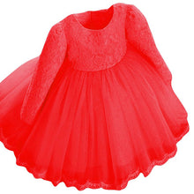 0-6Y Girl Dresses Elegant Kids Girls Dress Long Sleeve Bowknot Lace Flower Princess Wedding Party Dress J4U66