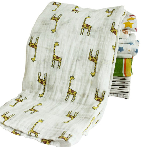 120x120cm Muslin Baby Cartoon Cute Swaddling Blanket born Infant Cotton Warm Swaddle Towel J4U66