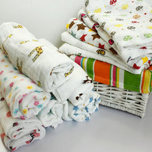 120x120cm Muslin Baby Cartoon Cute Swaddling Blanket born Infant Cotton Warm Swaddle Towel J4U66