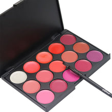15 Colors Lip Gloss Lipstick Palette Cosmetic Makeup Kit Set With Lip Brush Includes Matte Shimmer Lip Colors Lipstick J4U66