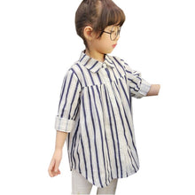 2-7Y Girls Shirts Cotton Blusa Children Stripe Shirt Kids Loose Soft Blouse Baby Girl Tops J4U66