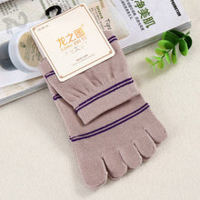 men socks middle tube stripe five finger toe breathable socks J4U66