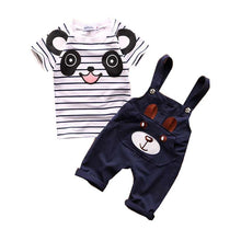 Baby Boy Girl Clothing Sets Cotton Cartoon Overalls Tops T shirt +Jumpsuits Romper Set Kid Clothes Outfits Suit J4U66