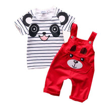 Baby Boy Girl Clothing Sets Cotton Cartoon Overalls Tops T shirt +Jumpsuits Romper Set Kid Clothes Outfits Suit J4U66