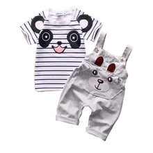 Baby Boy Girl Clothing Sets Cotton Cartoon Overalls Tops T shirt +Jumpsuits Romper Set Kid Clothes Outfits Suit J4U66