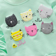 Cartoon Cat Print Girls Sweatshirts Casual Kids Clothes Long Sleeve Baby Girl Pullover Girls Clothing J4U66