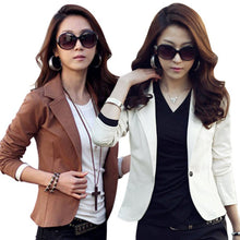 Casual Slim Solid Suit Jacket Coat Outwear Womens Fashion One Button Tops J4U66