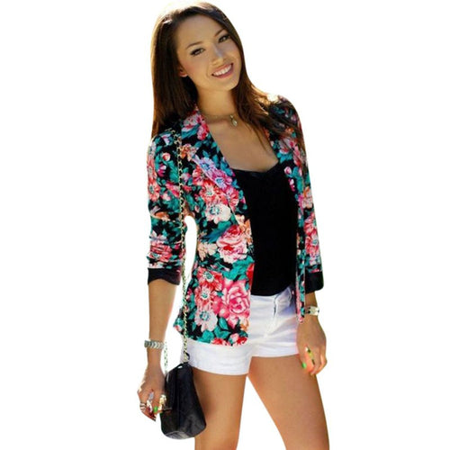 Casual One Button Jacket Slim Casual Business Blazer Suit Floral Coat Outwear J4U66