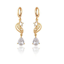 Cubic Zirconia Crystal water Drop Dangle Earrings gold Plated Women Earrings Fashion jewelry J4U66