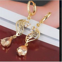 Cubic Zirconia Crystal water Drop Dangle Earrings gold Plated Women Earrings Fashion jewelry J4U66