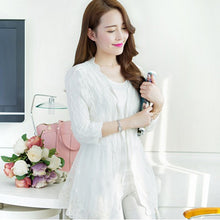 Design Women Sexy Lace Hollow Out Shirt Splice Crochet knit Elegant Cardigan J4U66