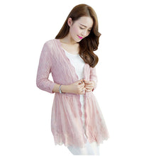 Design Women Sexy Lace Hollow Out Shirt Splice Crochet knit Elegant Cardigan J4U66