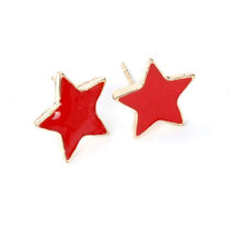 girls cute stud earring jewelry blue red black crystal women star earring J4U66