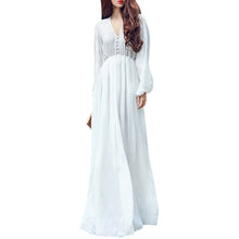 Women White Boho Evening Party Long Maxi Beach Dress Chiffon Sundress J4U66