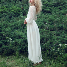 Women White Boho Evening Party Long Maxi Beach Dress Chiffon Sundress J4U66