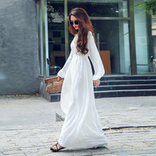 Women White Boho Evening Party Long Maxi Beach Dress Chiffon Sundress J4U66