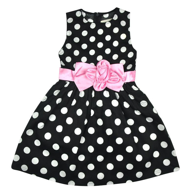 Kids Clothing Dresses Girls Toddler Princess Dress Sleeveless Polka Dots Bowknot Girl Lovely Birthday Party Sundress J4U66