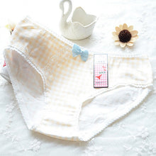 Ladies Plaid Printing Cotton Underwear Cute Bow Sexy LaceWomen's Panties LL4 J4U66