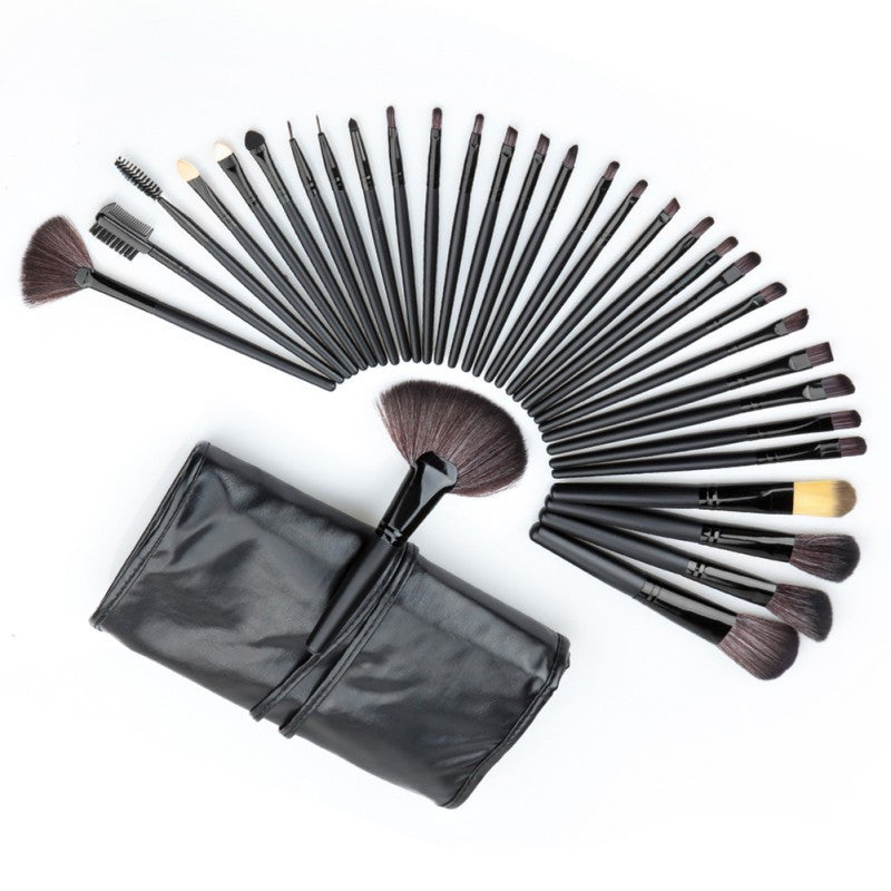 MAANGE 32pcss Cosmetic Facial Make up Brush Kit Wool Makeup Brushes Tools Set with Black Leather Case S1 J4U66