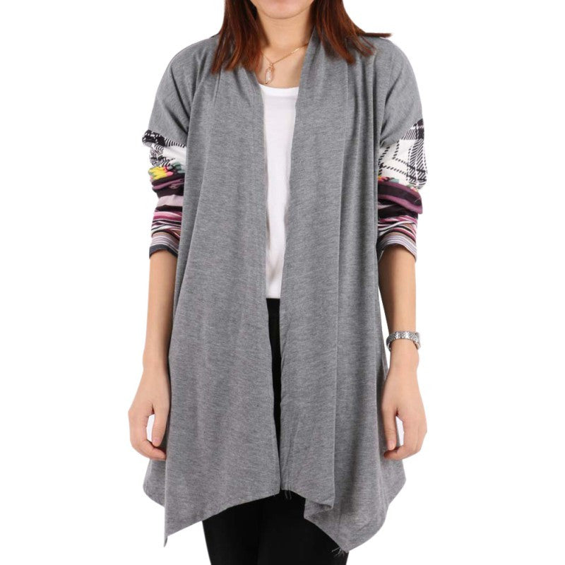 Long Sleeve Knitwear Sweater Casual Printed Knit Sweaters Cardigan Coat Gray WO25 J4U66
