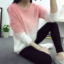 Brand Sweater Sexy O-neck Sweaters Loose Fluffy Wool Pullovers J4U66