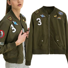 New Coats Army Green Women Bomber Jackets Coat Flight Suit Casual Print Jacket Embroidered Patches Jacket Coats J4U66