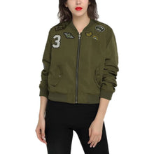 New Coats Army Green Women Bomber Jackets Coat Flight Suit Casual Print Jacket Embroidered Patches Jacket Coats J4U66