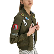 New Coats Army Green Women Bomber Jackets Coat Flight Suit Casual Print Jacket Embroidered Patches Jacket Coats J4U66